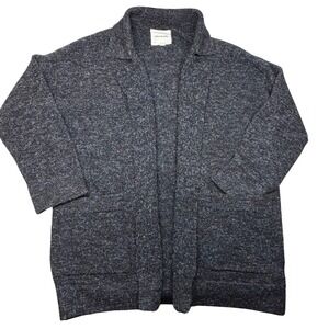 Thread Supply Women Charcoal Speckled Knit Open Front Cardigan Sweater Sz S Cozy